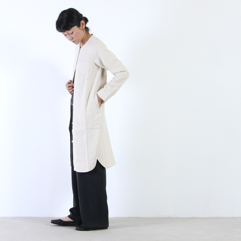 evameva (エヴァムエヴァ) raising cotton linen shirt tunic 