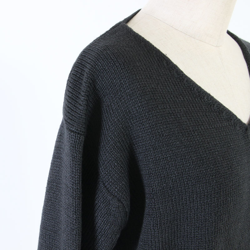 evameva(२) wool silk V neck Pullover