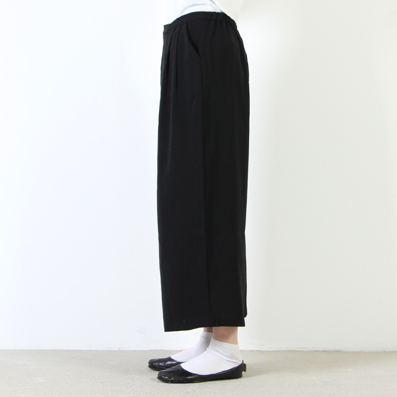 evameva (エヴァムエヴァ) Cotton double cloth wrap pants