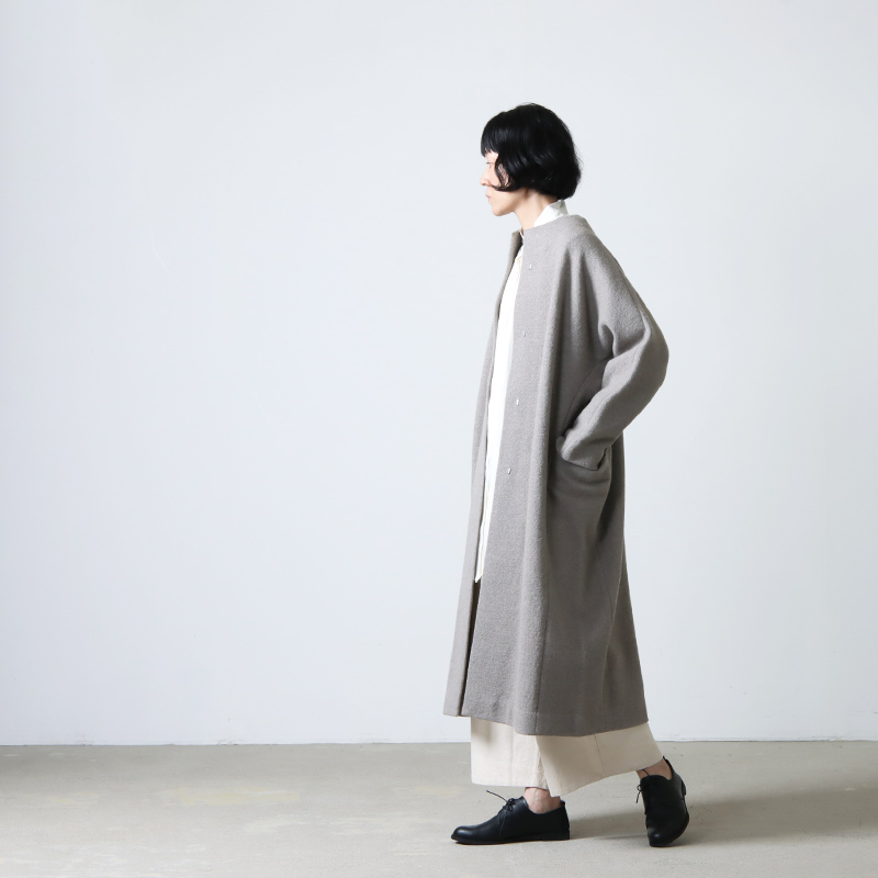 evameva (エヴァムエヴァ) press wool long coat / プレスウールロング 