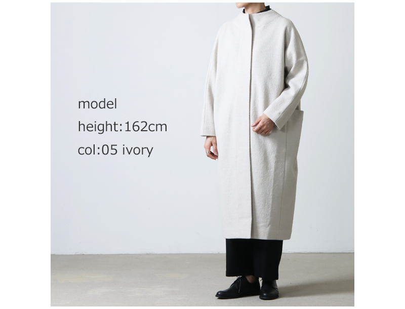 evameva (エヴァムエヴァ) press wool long coat / プレスウール