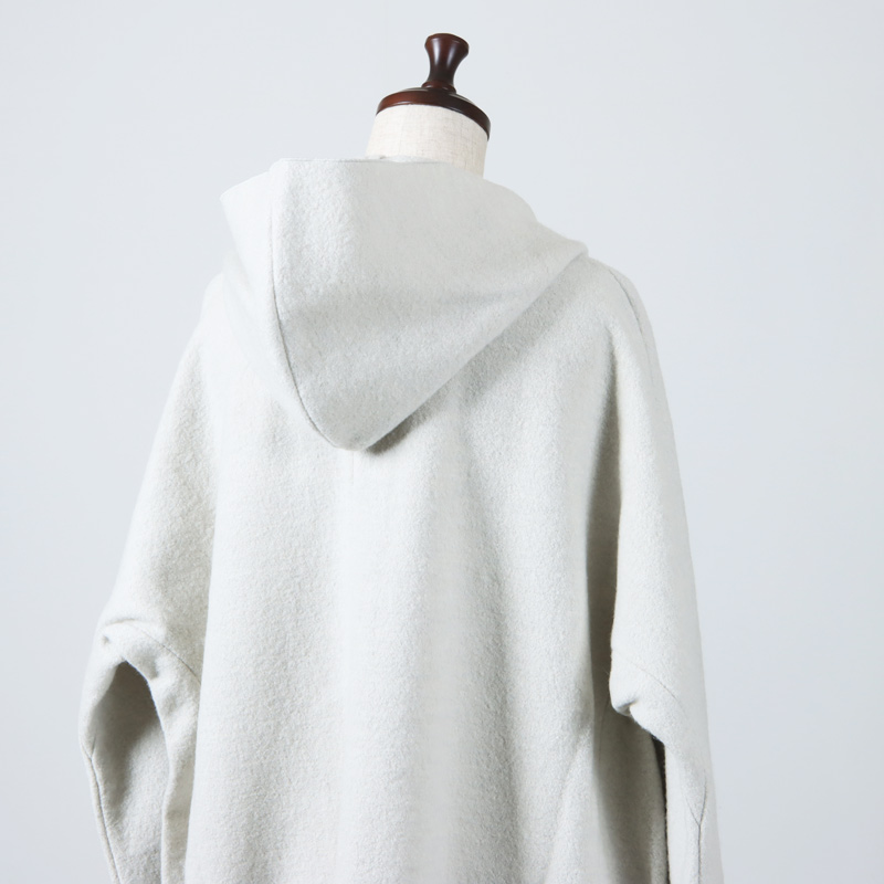 evameva (エヴァムエヴァ) press wool hooded coat / プレスウール 