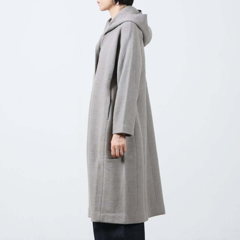evameva (エヴァムエヴァ) press wool hooded coat / プレスウール ...