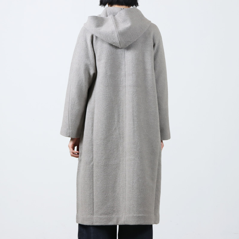 evameva (エヴァムエヴァ) press wool hooded coat / プレスウール 