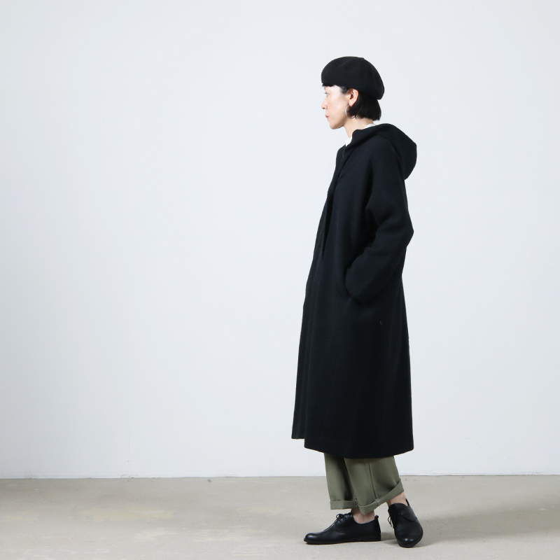 evameva (エヴァムエヴァ) press wool hooded coat / プレスウールフーデッドコート