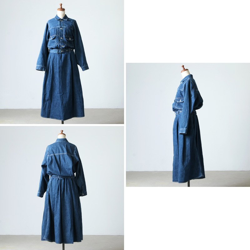 Graphpaper(եڡѡ) Belted Denim Dress Fade