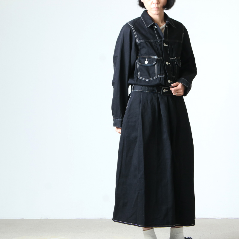 graphpaper belted denim dress black 00 | cienciahoy.org.ar