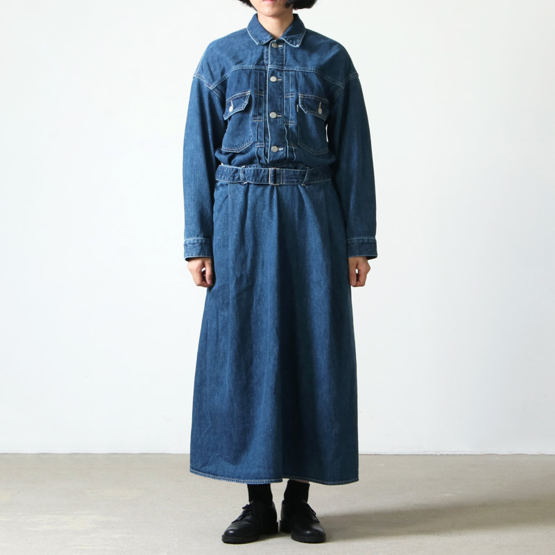 Graphpaper(եڡѡ) Belted Denim Dress Fade