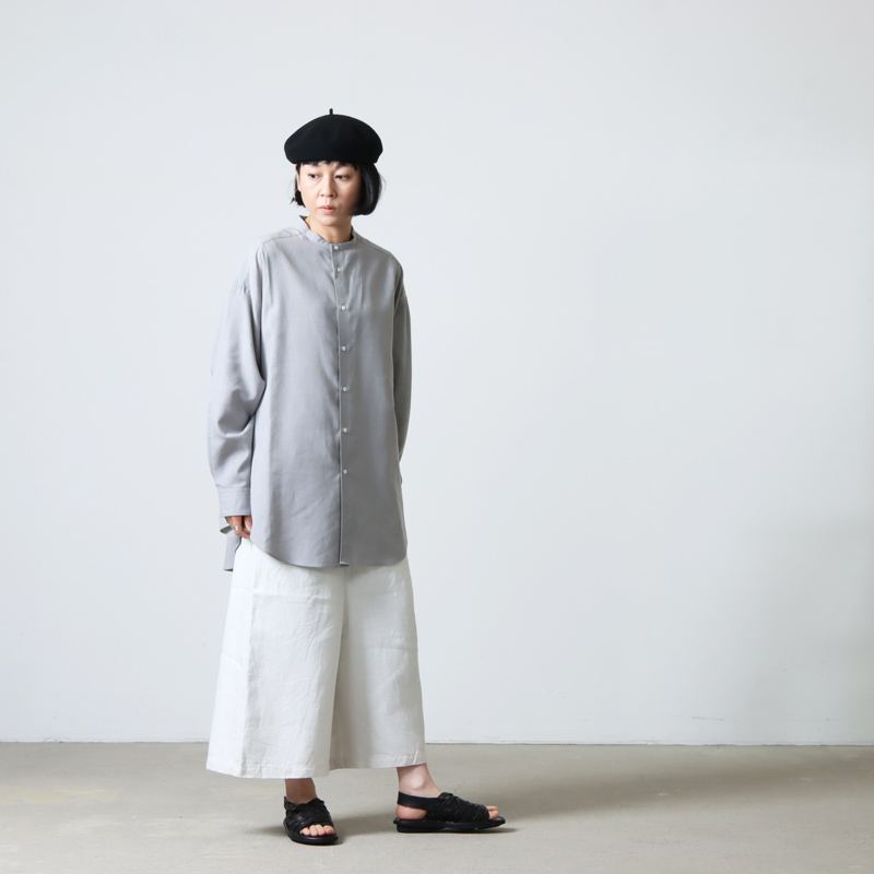 Graphpaper(եڡѡ) Linen Cupro Oversized Band Collar Shirt