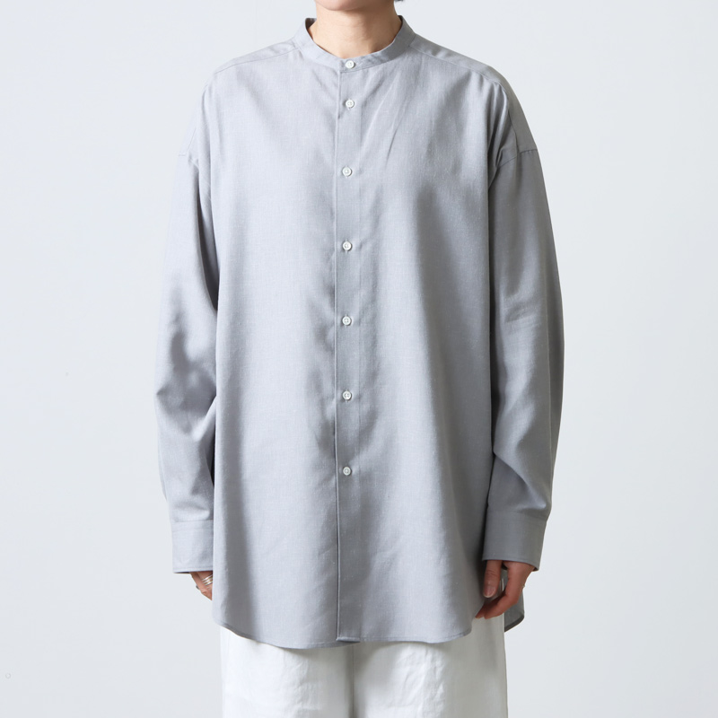 Graphpaper (グラフペーパー) Linen Cupro Oversized Band Collar Shirt /  リネンキュプラオーバーサイズバンドカラーシャツ
