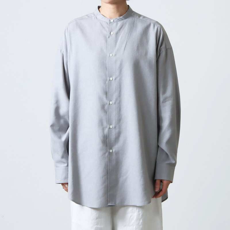 Graphpaper(եڡѡ) Linen Cupro Oversized Band Collar Shirt