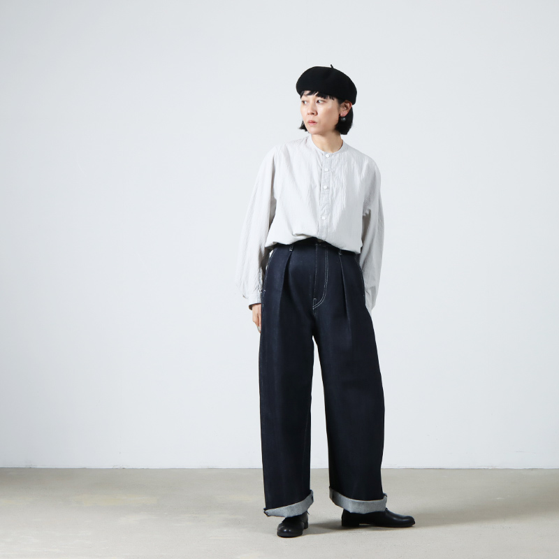 Graphpaper (グラフペーパー) Selvage Denim Two Tuck Wide Pants for WOMEN /  セルビッジデニムツータックワイドパンツ レディース