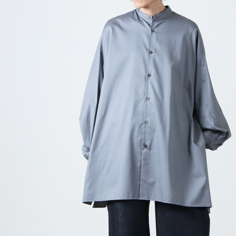 Graphpaper (グラフペーパー) Silicon Poplin Deep Slit Band Collar Shirt /  シリコンポプリンディープスリットバンドカラーシャツ