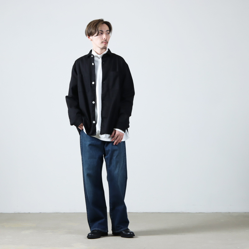 Graphpaper(եڡѡ) Selvage Denim Five Pocket Wide Straight Pants-DARK FADE-