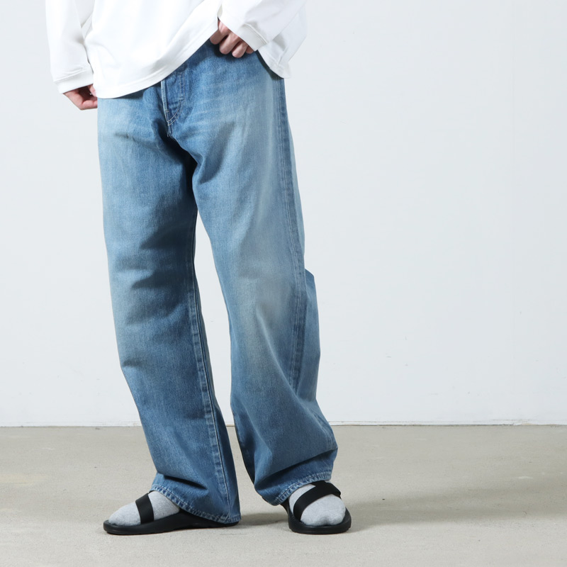 Graphpaper(եڡѡ) Selvage Denim Five Pocket Wide Straight Pants-LIGHT FADE-