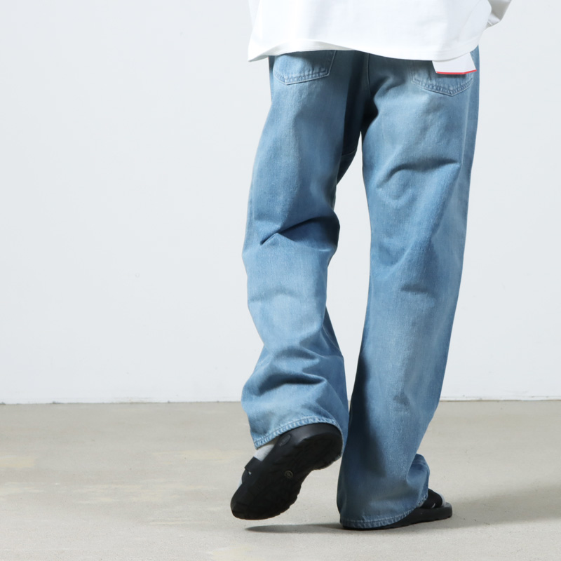 Graphpaper(եڡѡ) Selvage Denim Five Pocket Wide Straight Pants-LIGHT FADE-