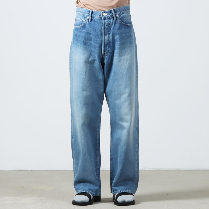 Graphpaper(եڡѡ) Selvage Denim Five Pocket Wide Straight Pants-LIGHT FADE-