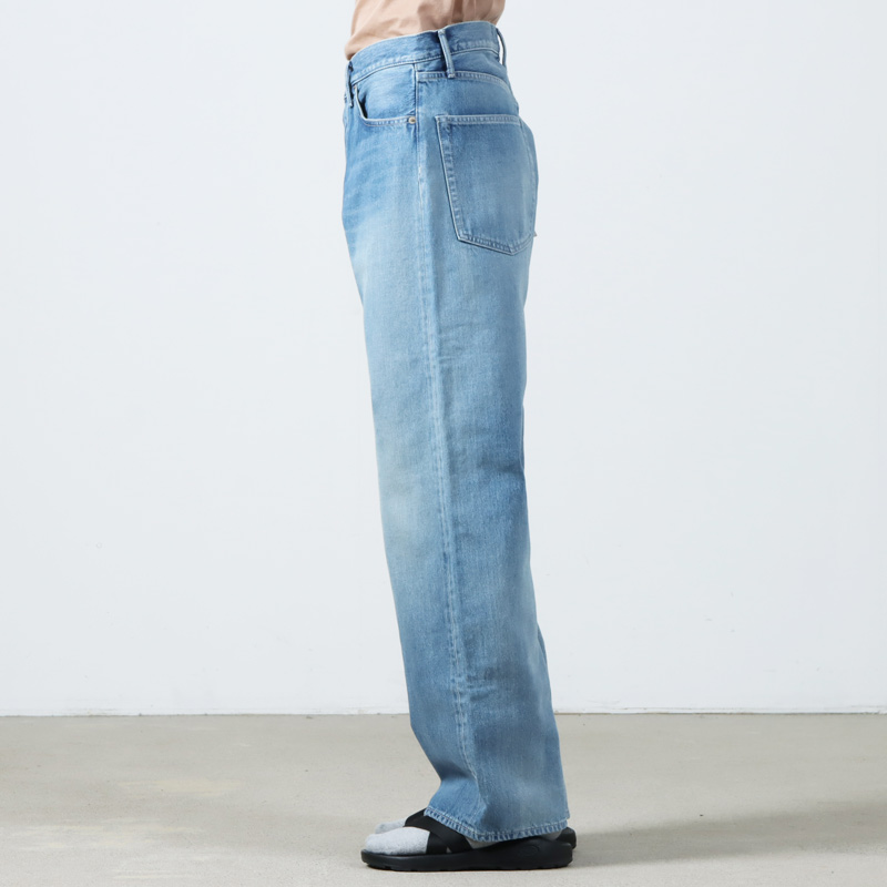 Graphpaper(եڡѡ) Selvage Denim Five Pocket Wide Straight Pants-LIGHT FADE-