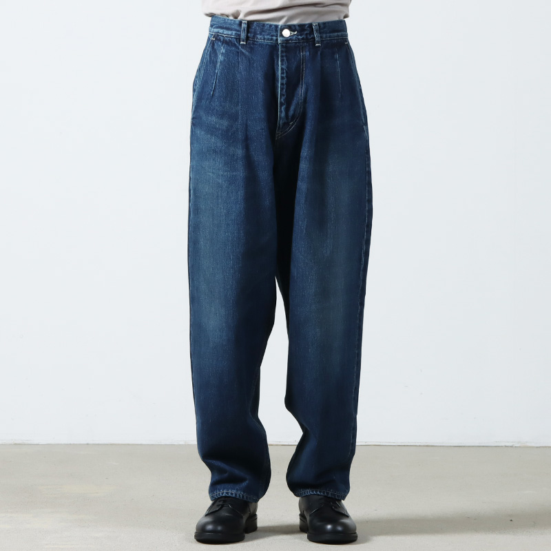 Graphpaper (グラフペーパー) Selvage Denim Two TUCK Tapered Pants Drak Fade / セルビッチデニムツータックテーパードパンツ