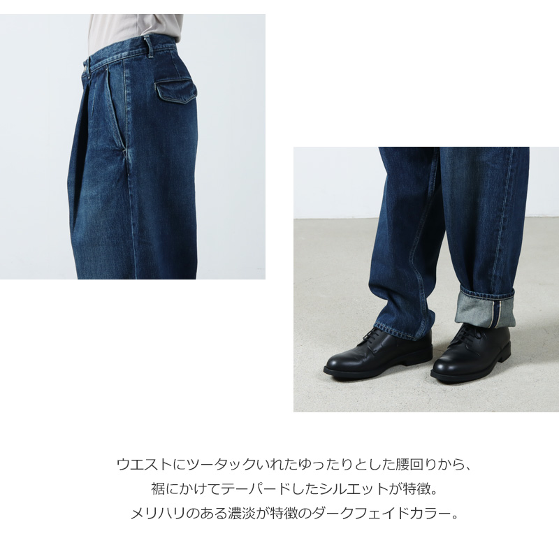 Graphpaper(եڡѡ) Selvage Denim Two Tuck Tapered Pants Drak Fade