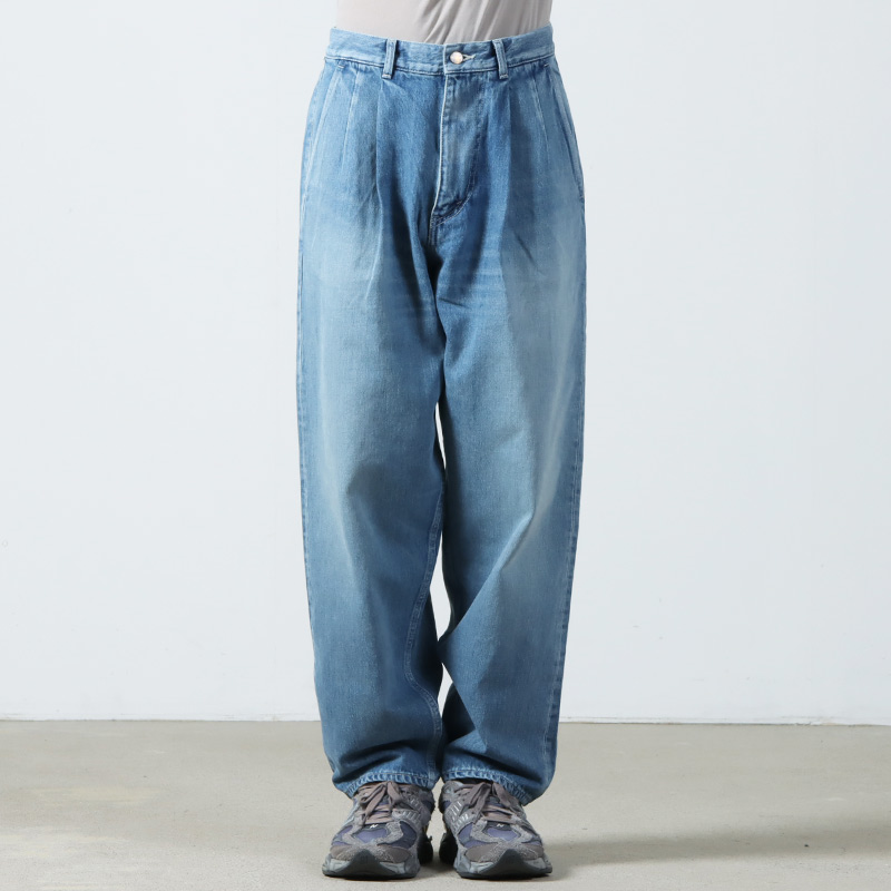 Graphpaper(եڡѡ) Selvage Denim Two Tuck Tapered Pants Light fade