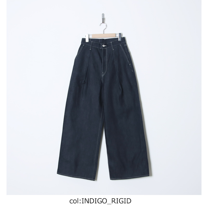 Graphpaper(����եڡ��ѡ�) Selvage Denim Two Tuck Wide Pants �� INDIGO RIGID �� BLACK WASHED