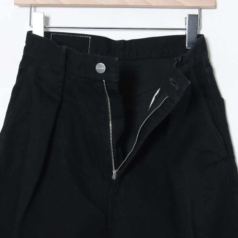 Graphpaper(����եڡ��ѡ�) Selvage Denim Two Tuck Wide Pants �� INDIGO RIGID �� BLACK WASHED