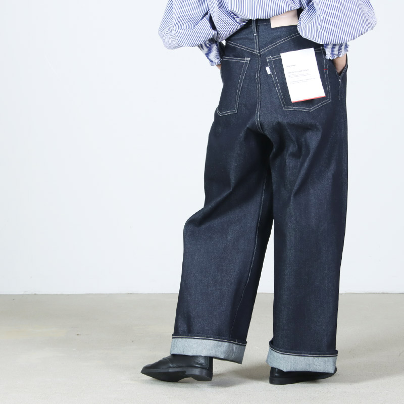 Graphpaper(����եڡ��ѡ�) Selvage Denim Two Tuck Wide Pants �� INDIGO RIGID �� BLACK WASHED