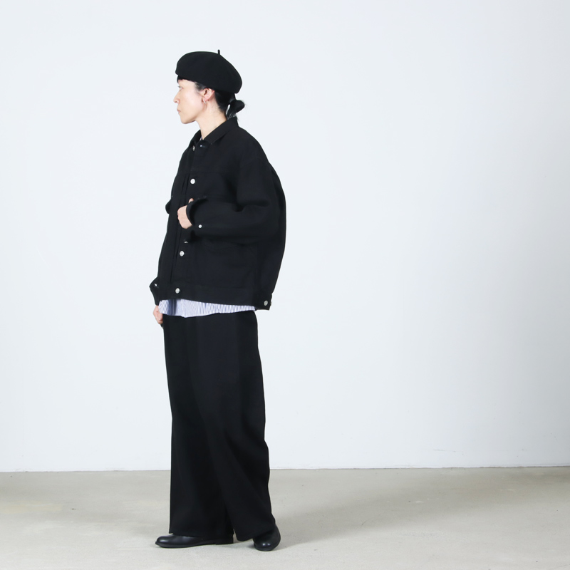 Graphpaper(����եڡ��ѡ�) Selvage Denim Two Tuck Wide Pants �� INDIGO RIGID �� BLACK WASHED