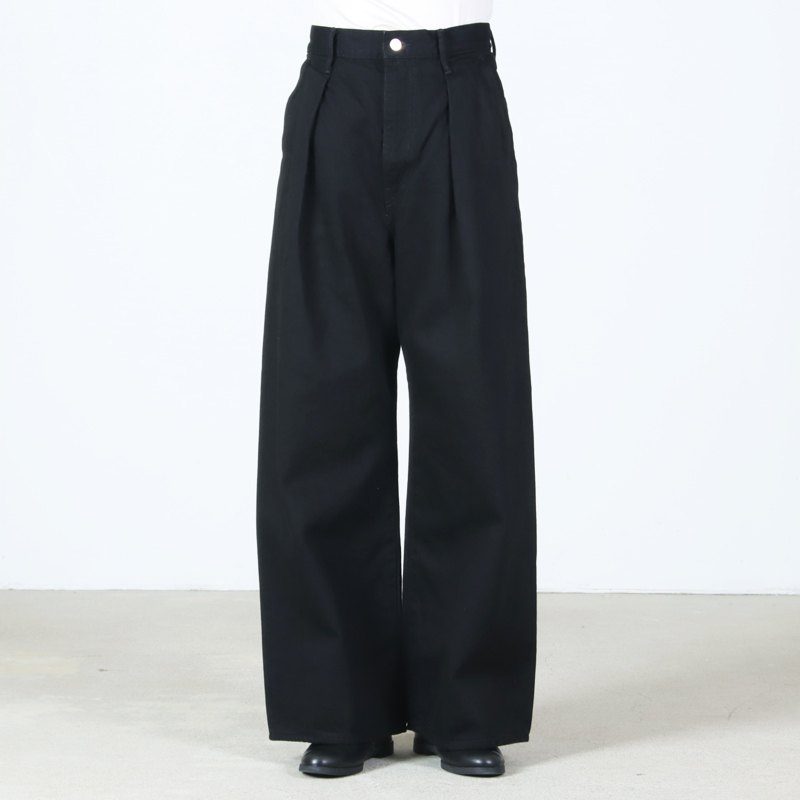 Graphpaper(����եڡ��ѡ�) Selvage Denim Two Tuck Wide Pants �� INDIGO RIGID �� BLACK WASHED
