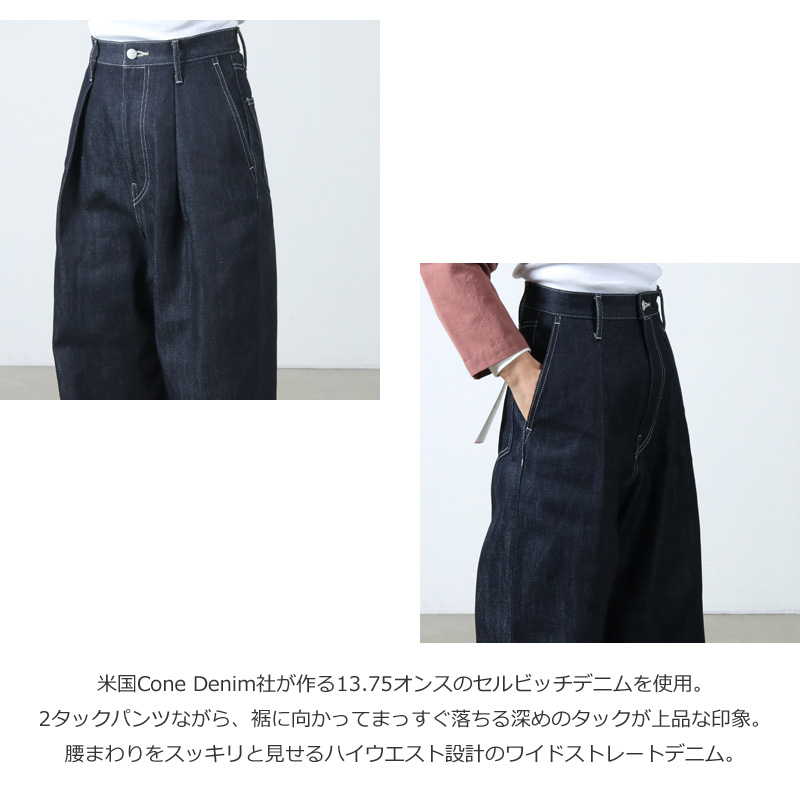 Graphpaper(����եڡ��ѡ�) Selvage Denim Two Tuck Wide Pants �� INDIGO RIGID �� BLACK WASHED
