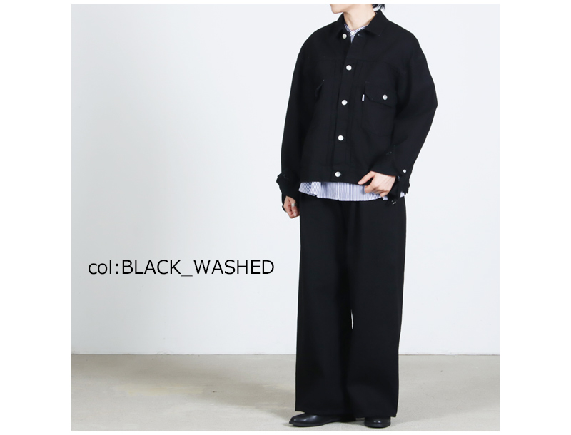 Graphpaper(����եڡ��ѡ�) Selvage Denim Two Tuck Wide Pants �� INDIGO RIGID �� BLACK WASHED