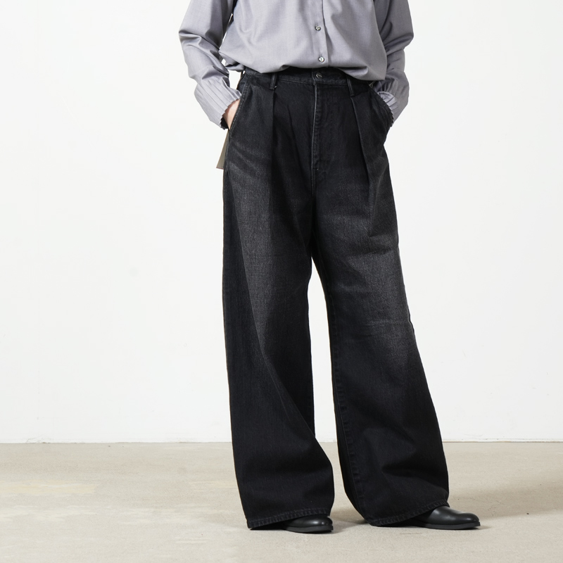 Graphpaper(����եڡ��ѡ�) Selvage Denim Two Tuck Wide Pants