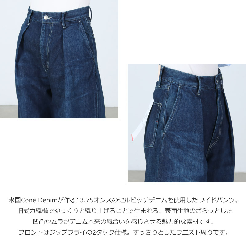 Graphpaper(����եڡ��ѡ�) Selvage Denim Two Tuck Wide Pants