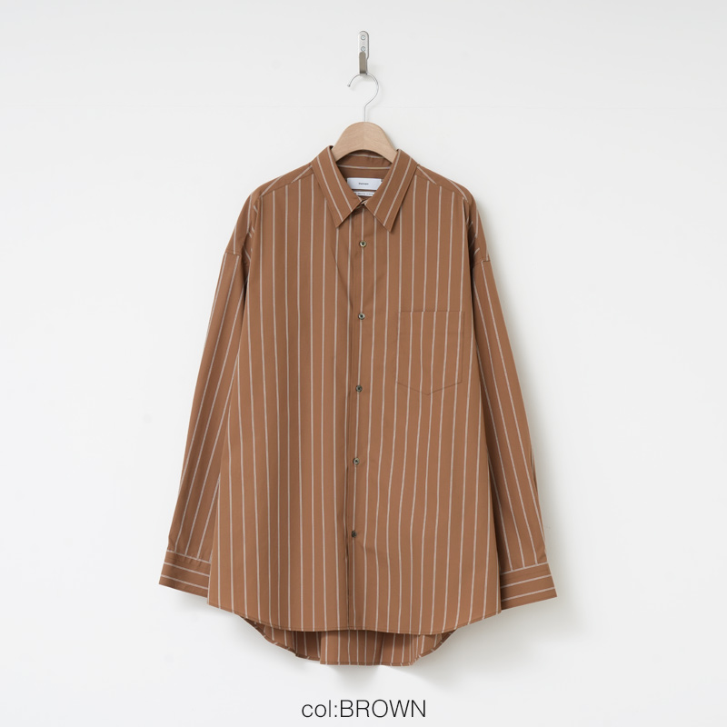 Graphpaper(����եڡ��ѡ�) SIDOGRAS Brown Stripe L/S Oversized Regular Collar Shirt