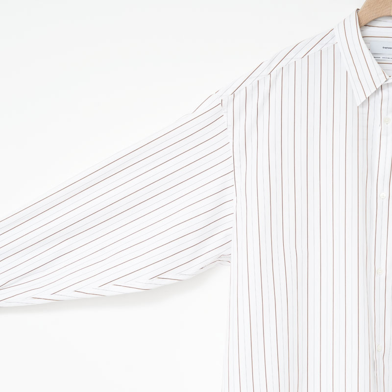 Graphpaper(����եڡ��ѡ�) SIDOGRAS Brown Stripe L/S Oversized Regular Collar Shirt