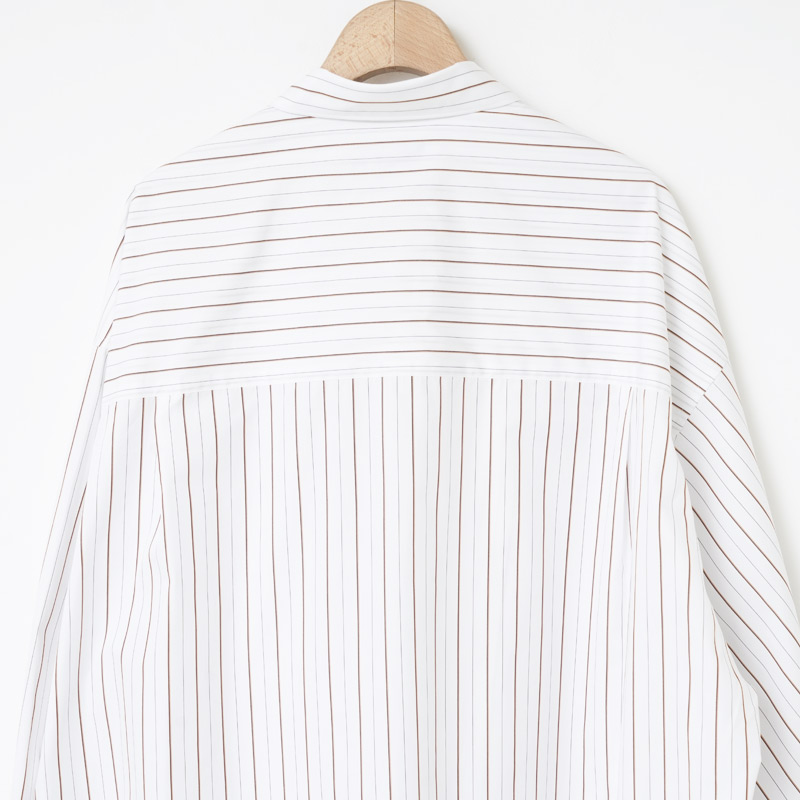Graphpaper(����եڡ��ѡ�) SIDOGRAS Brown Stripe L/S Oversized Regular Collar Shirt