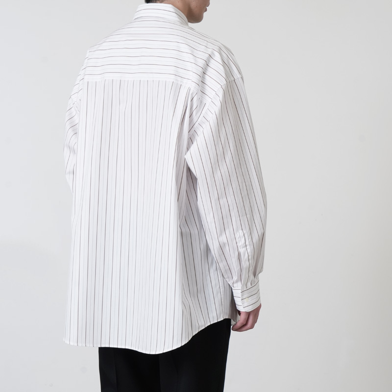 Graphpaper(����եڡ��ѡ�) SIDOGRAS Brown Stripe L/S Oversized Regular Collar Shirt