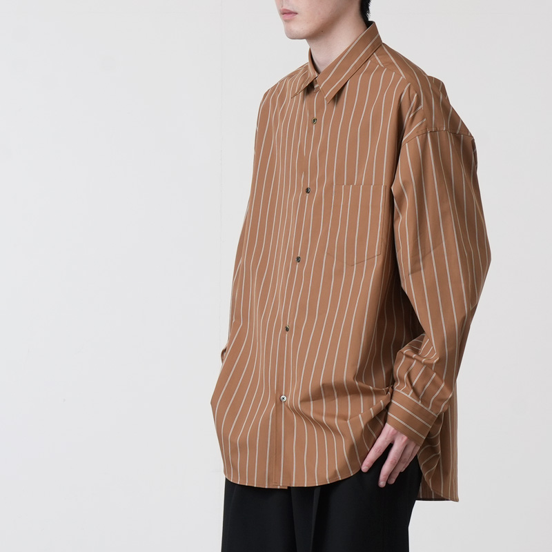 Graphpaper(����եڡ��ѡ�) SIDOGRAS Brown Stripe L/S Oversized Regular Collar Shirt