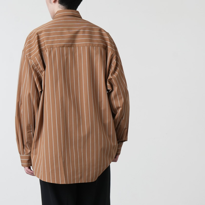Graphpaper(����եڡ��ѡ�) SIDOGRAS Brown Stripe L/S Oversized Regular Collar Shirt