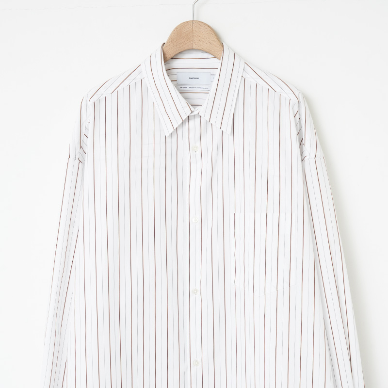 Graphpaper(����եڡ��ѡ�) SIDOGRAS Brown Stripe L/S Oversized Regular Collar Shirt