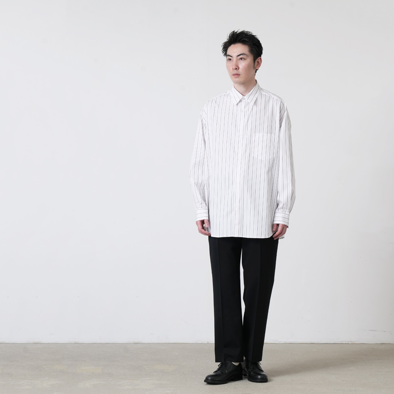 Graphpaper(����եڡ��ѡ�) SIDOGRAS Brown Stripe L/S Oversized Regular Collar Shirt