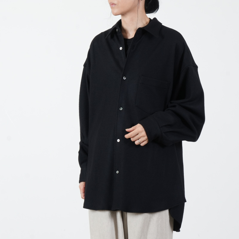 Graphpaper(����եڡ��ѡ�) Wool Smooth Flannel Oversized Regular Collar Shirt