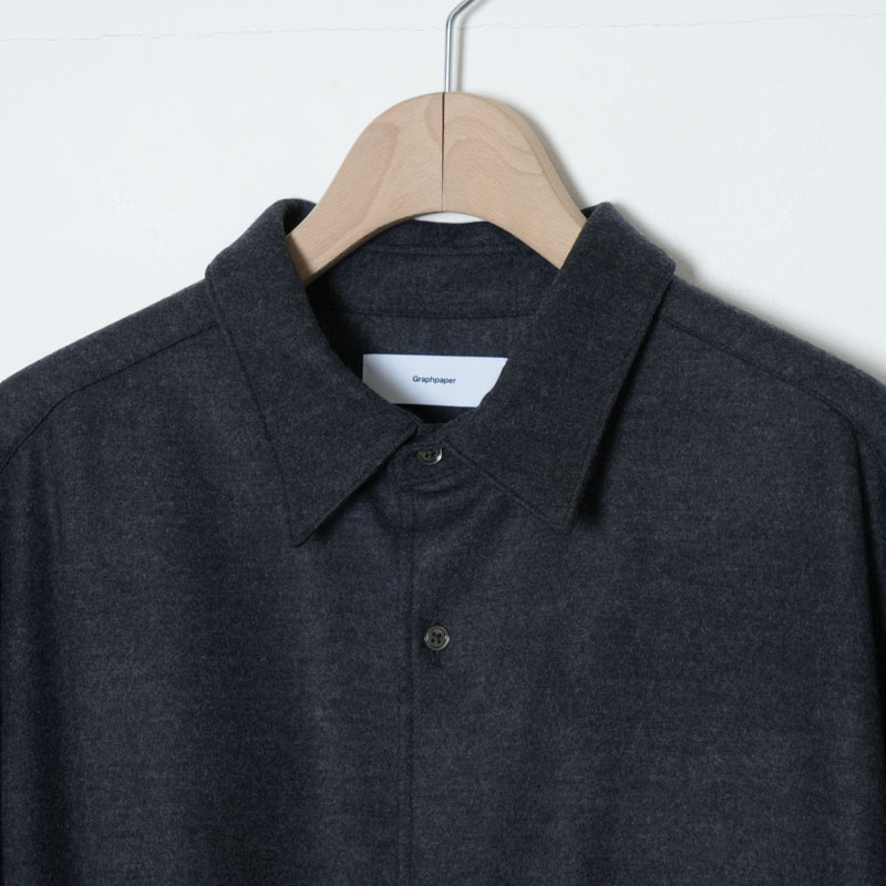 Graphpaper(����եڡ��ѡ�) Wool Smooth Flannel Oversized Regular Collar Shirt