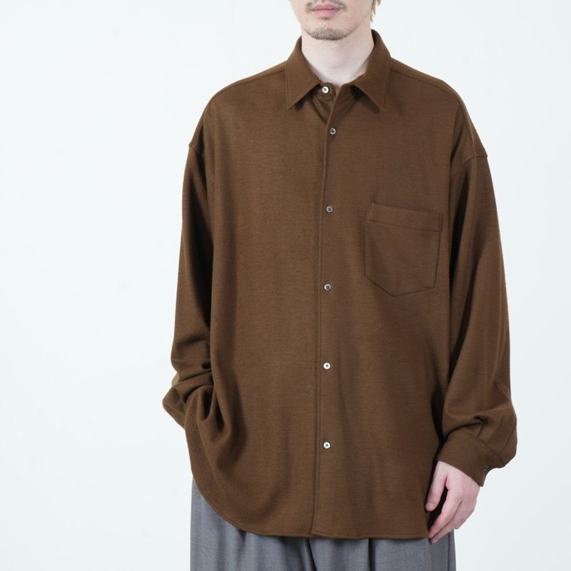 Graphpaper(����եڡ��ѡ�) Wool Smooth Flannel Oversized Regular Collar Shirt