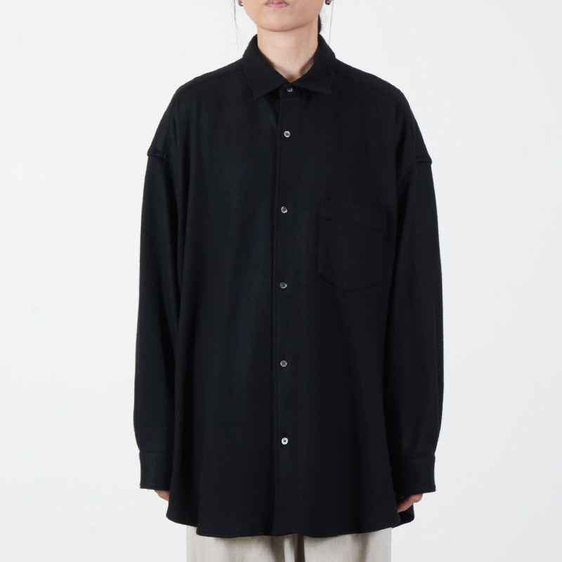 Graphpaper(����եڡ��ѡ�) Wool Smooth Flannel Oversized Regular Collar Shirt