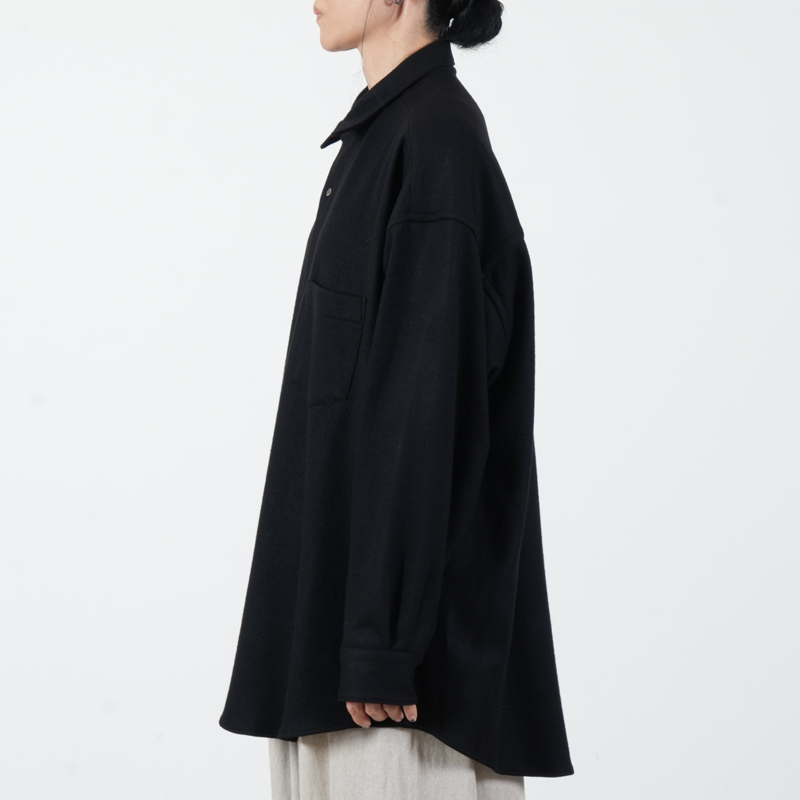 Graphpaper(����եڡ��ѡ�) Wool Smooth Flannel Oversized Regular Collar Shirt