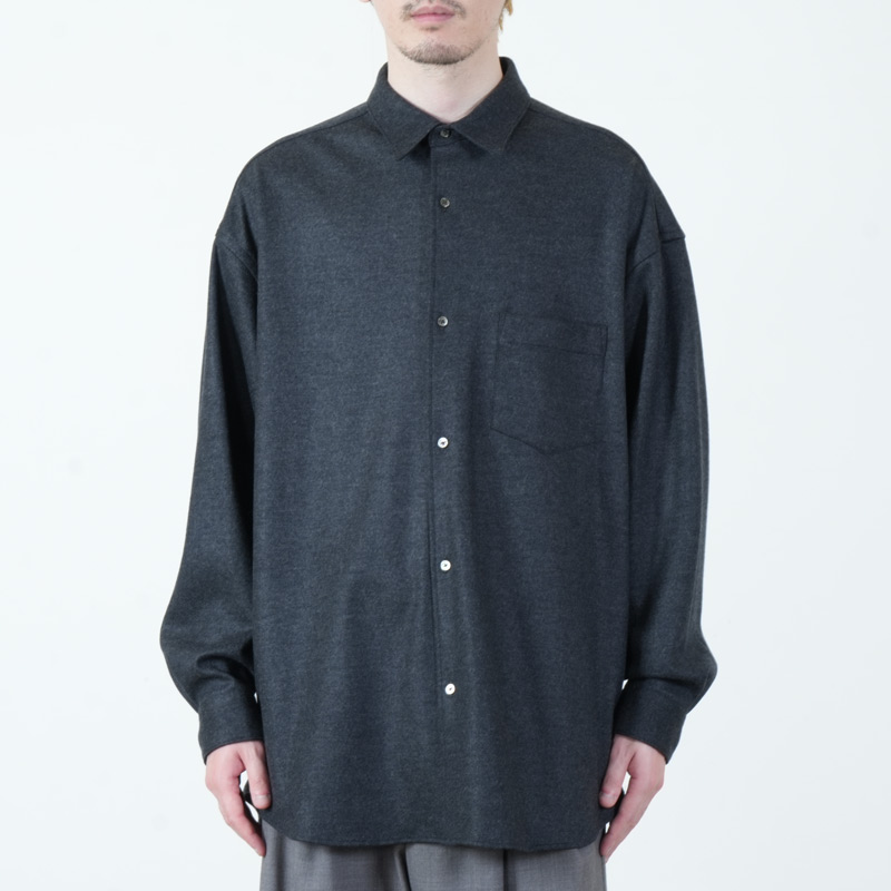 Graphpaper(����եڡ��ѡ�) Wool Smooth Flannel Oversized Regular Collar Shirt