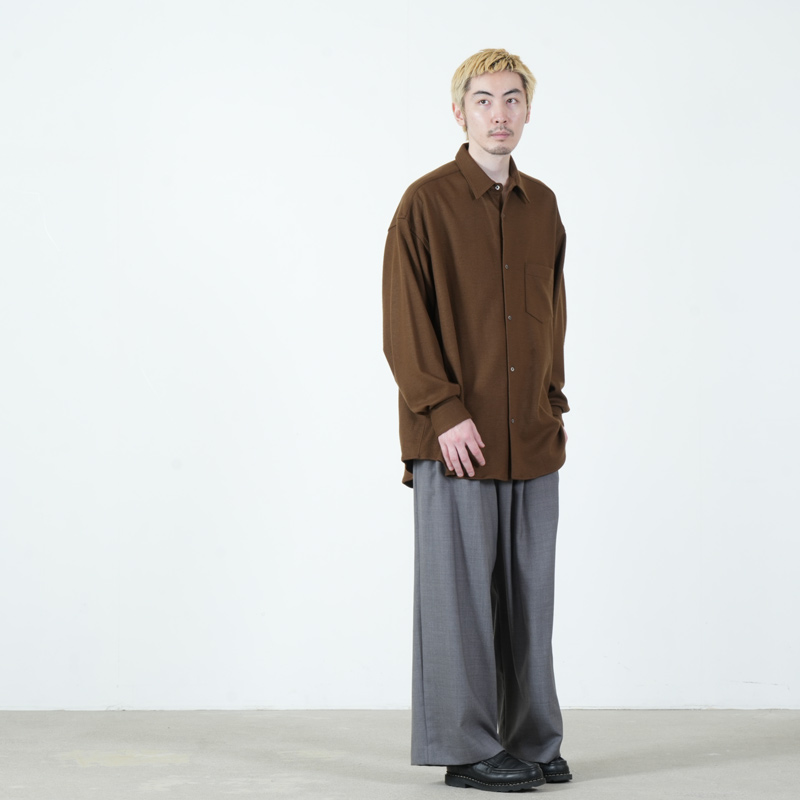 Graphpaper(����եڡ��ѡ�) Wool Smooth Flannel Oversized Regular Collar Shirt