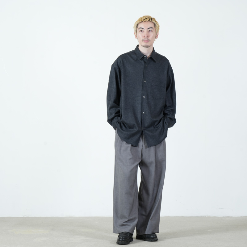 Graphpaper(����եڡ��ѡ�) Wool Smooth Flannel Oversized Regular Collar Shirt